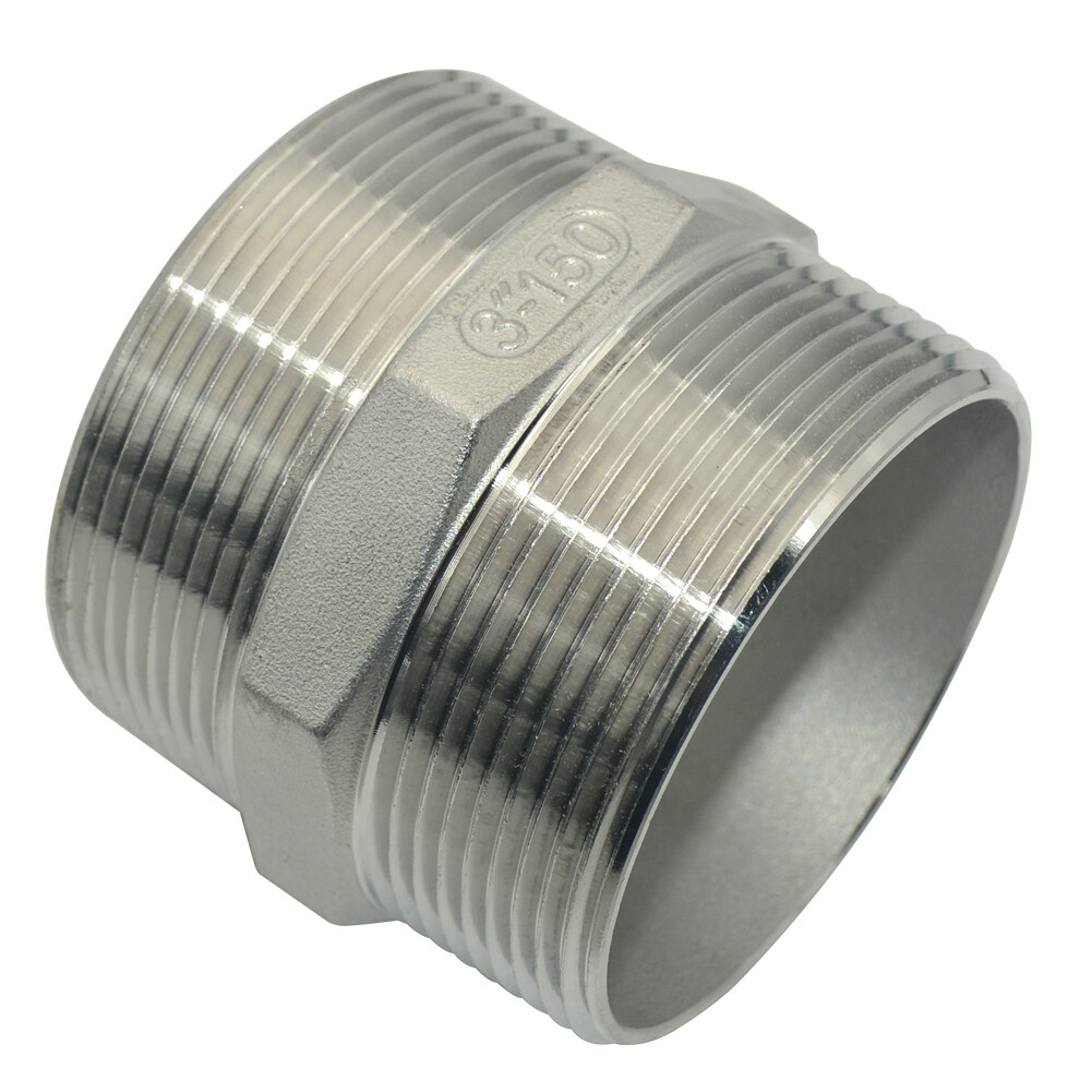 3" 3 inch NPT Stainless Steel 304 Pipe Thread Male Hex Nipple Fitting Adapter
