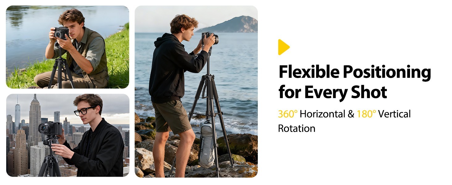 55" Portable Heavy-Duty Tripod for Phone & Camera w/ Cold Shoe Aluminum alloy