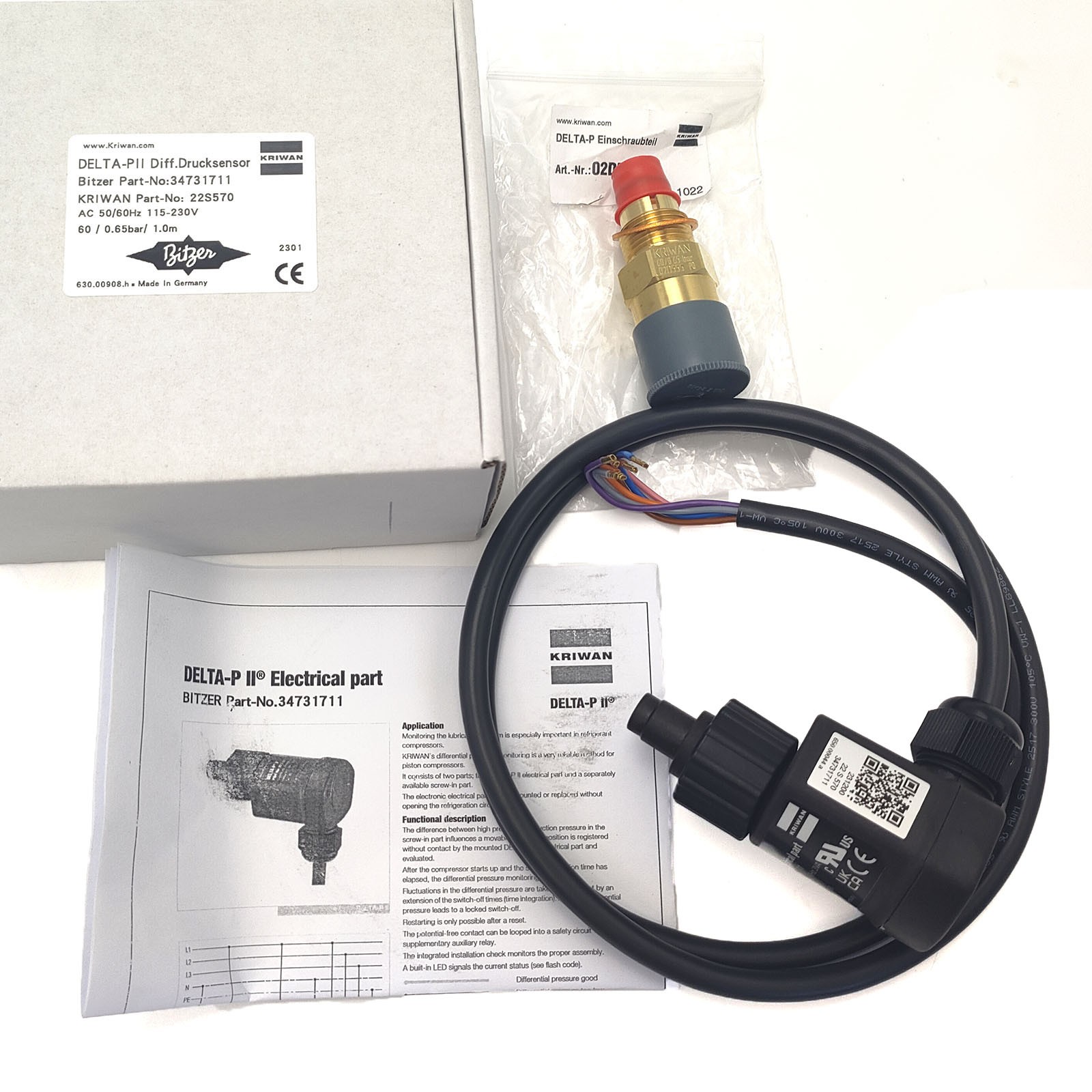 34731711 Compressor Oil Pressure Differential Switch with Copper Head for Bitzer