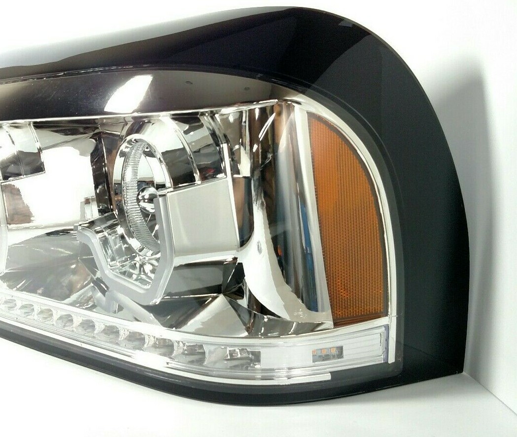 LH Chrome Headlight w/ LED Turn Signal & Light Bar For Freightliner Century