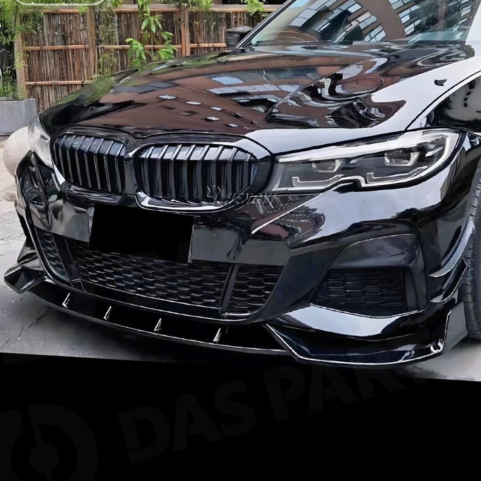 For 2019-2022 BMW G20 330i M Sport M340i GT Style Front Bumper Lip Glossy Black