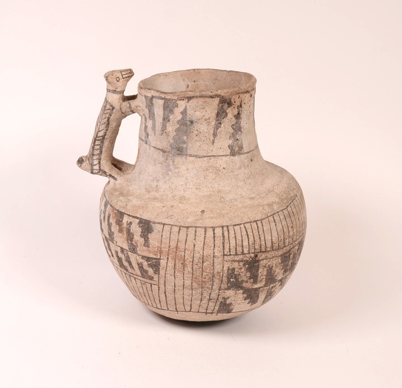 Prehistoric Anasazi Pottery Pitcher with Dog Figure Handle