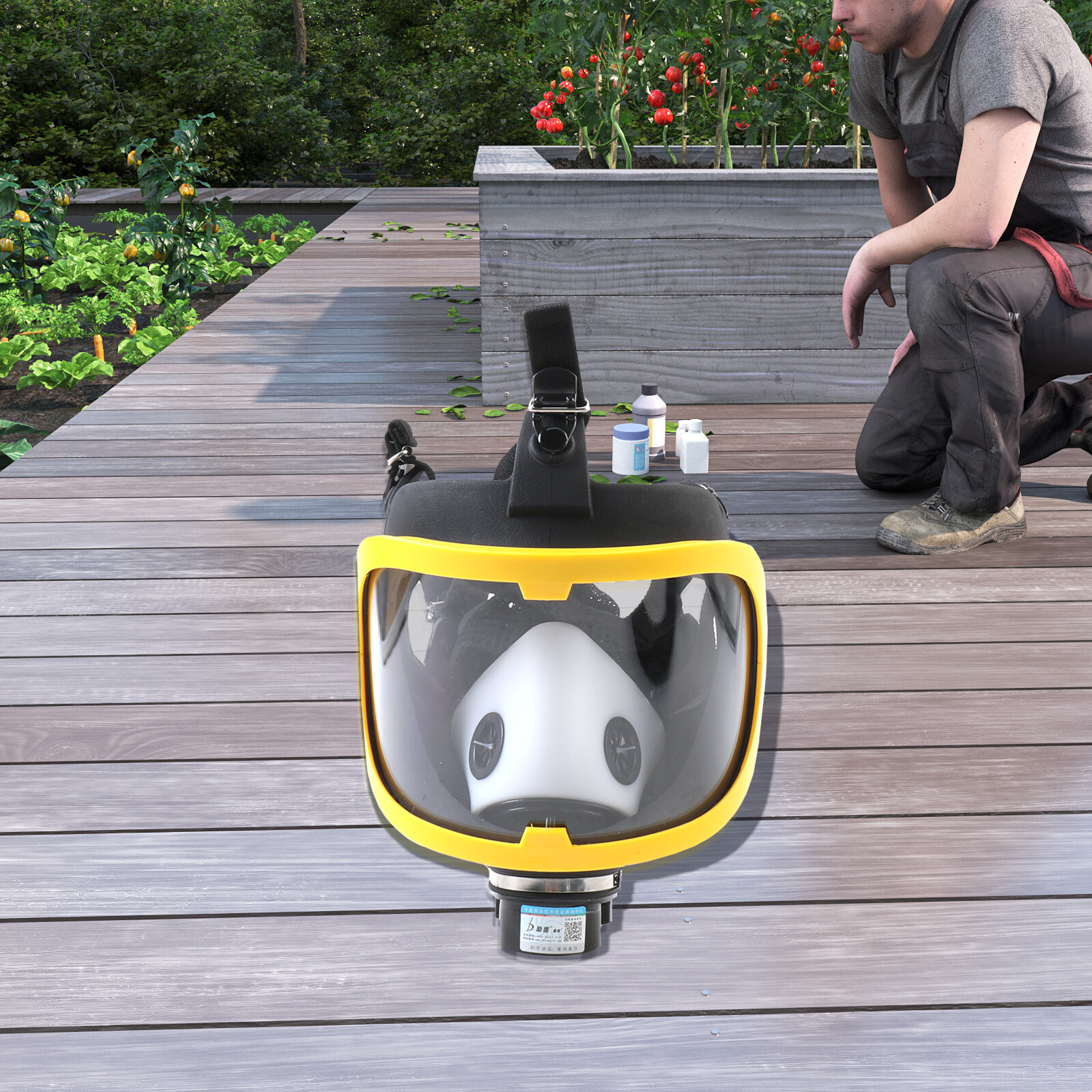 Electric Full Face Gas Mask Constant Flow Respirator Supplied Air Fed System