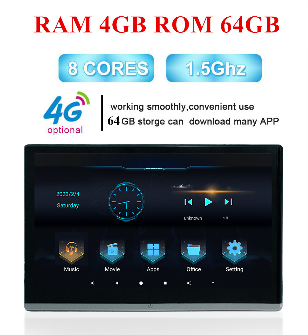 Android 11 Headrest Monitor WIFI Car TV Player Bluetooth Rear Seat Entertainment