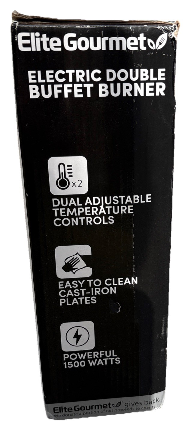 Elite Gourmet EDB-302BF Countertop Double Burner – 1500W Cast Iron Hot Plate New