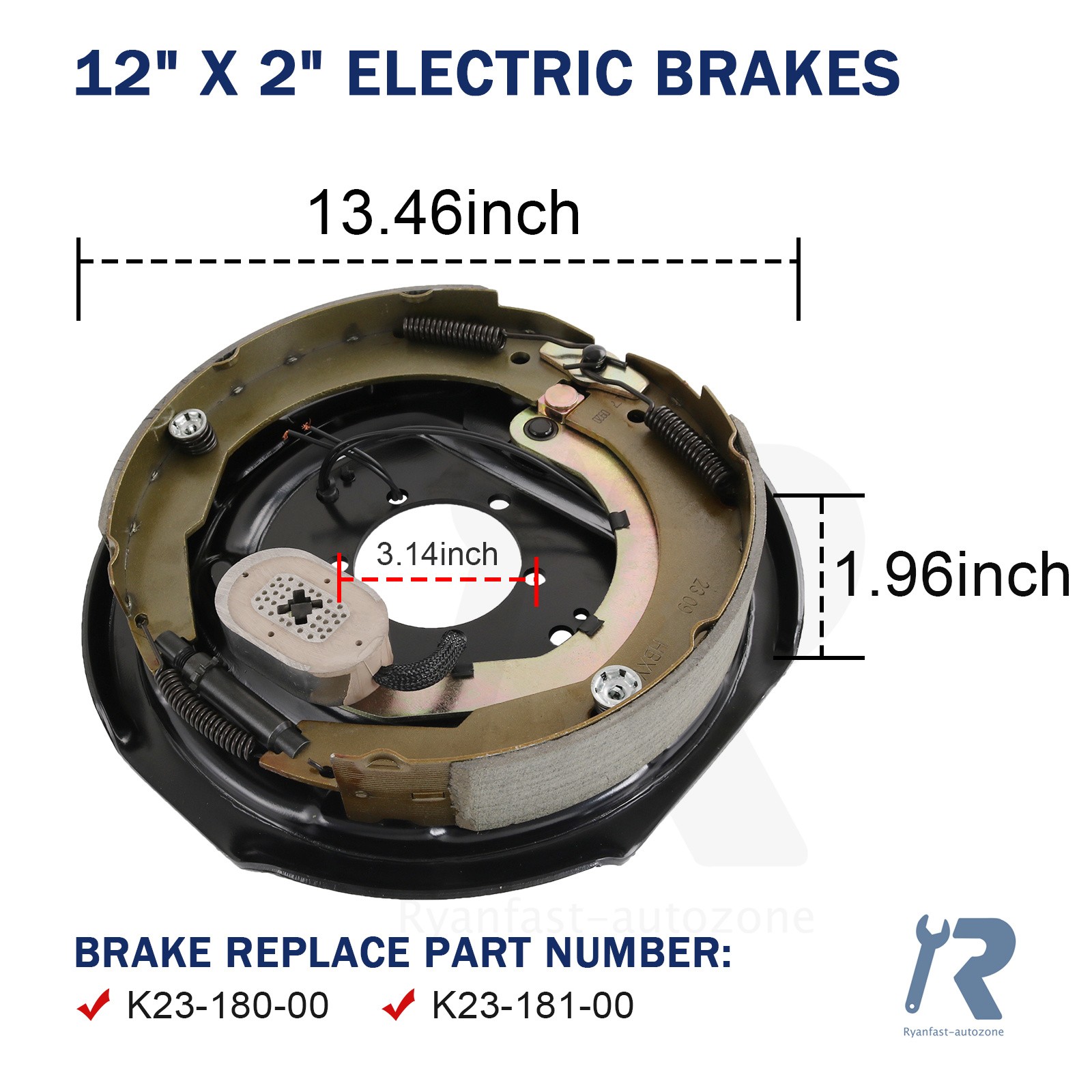 Trailer wheel hub kit 8 on 6.5" Bolt w/ 12" x 2" Left and Right Electric Brake