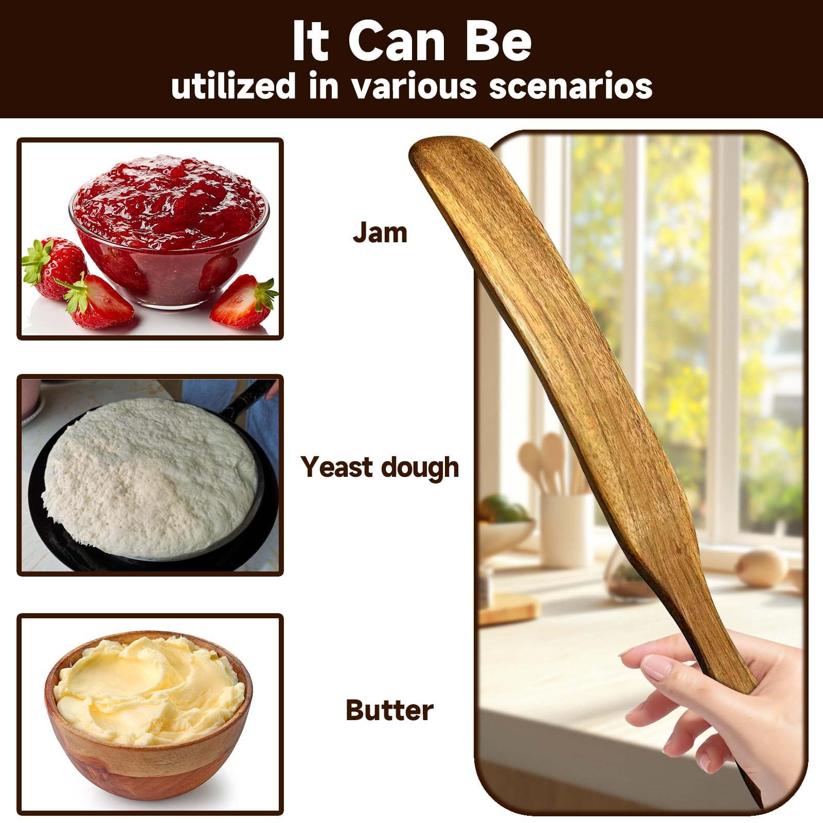 Wooden Spurtle Spatula for Sourdough Starter Dough Whisk Baking Cooking