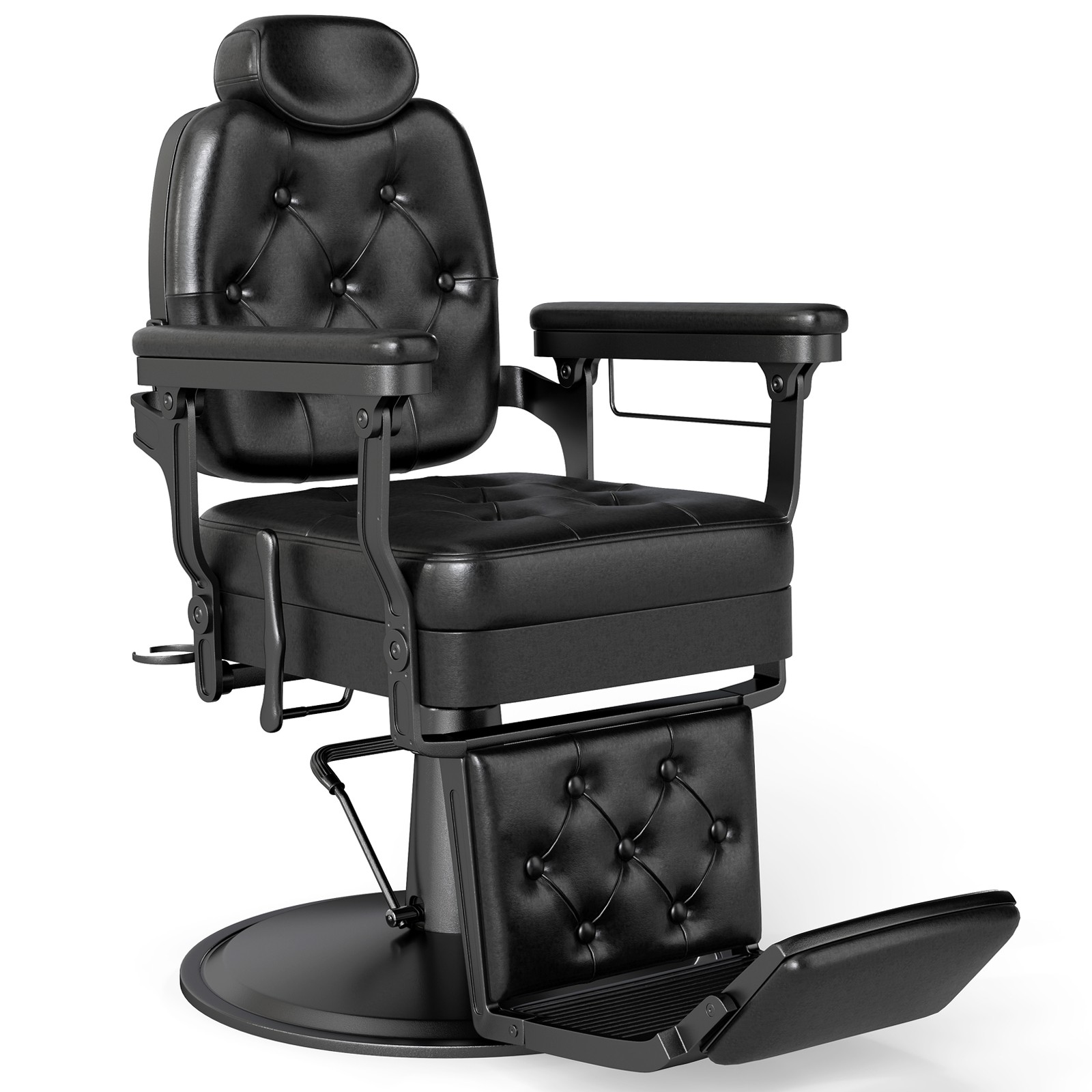 Black Recline All Purpose Vintage Barber Chair Hydraulic Heavy Duty Salon Beauty