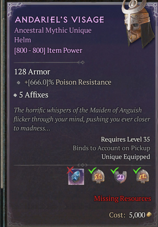 Diablo 4 D4 Season 12 ALL MYTHIC UNIQUE RUNEPACK 6/6/6 Season of Slaughter