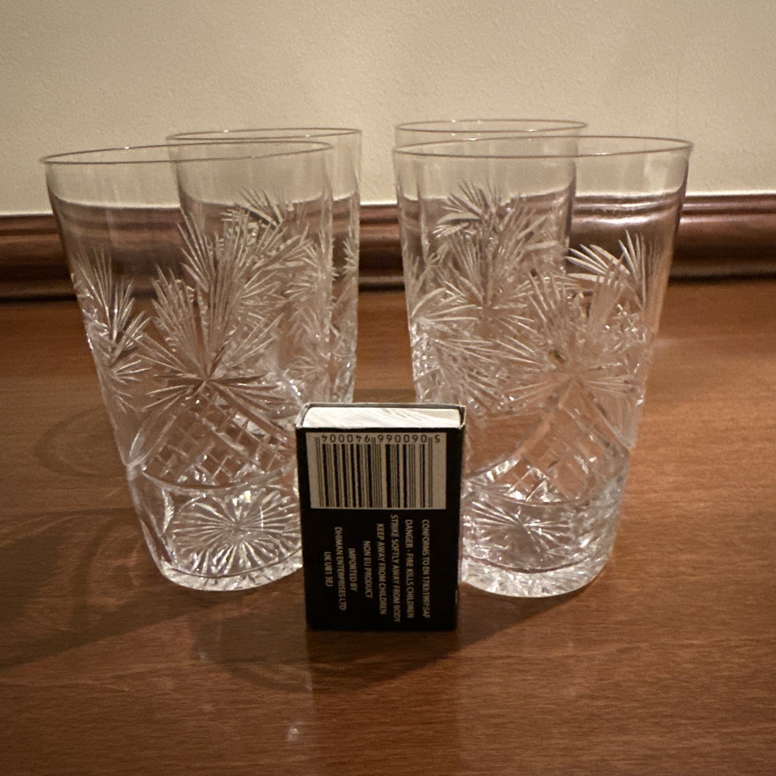 Vintage Pinwheel Cut Crystal Tumblers Glass – Set of 4 – 180ml