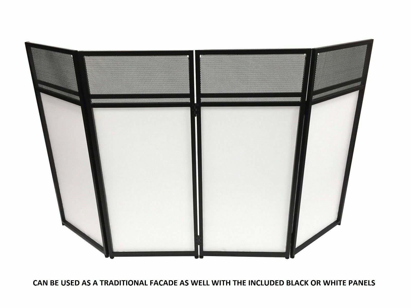 DJ Event Facade White/Black Scrim Metal Frame Booth W/Table Top+Corner Table Top