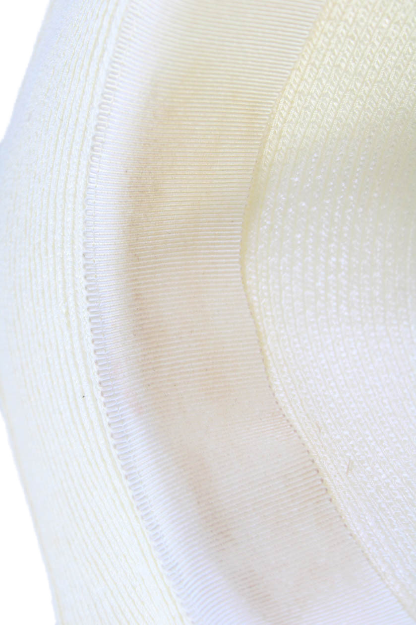 Gucci Womens GG Grosgrain Strap Woven Fedora Hat White Size Small