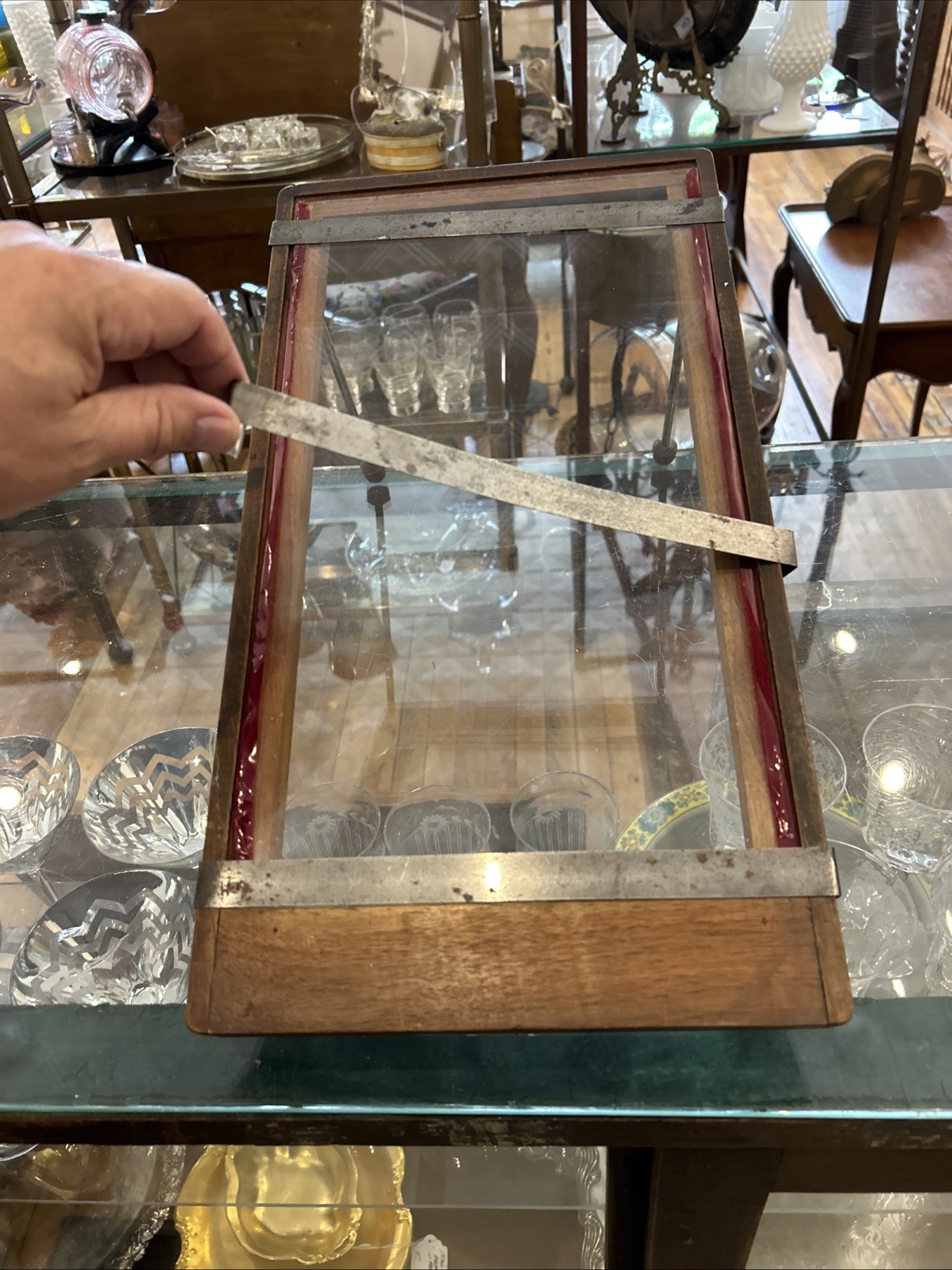 Antique Photo Negative Retouching Easel Photography Wood Glass