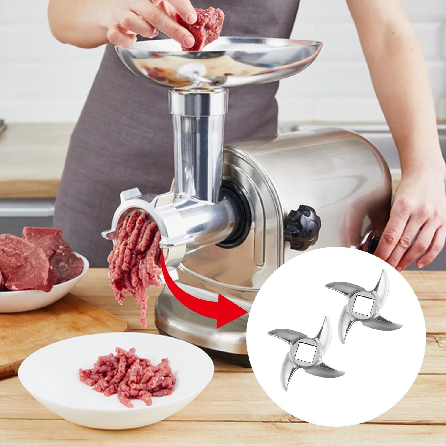 2 Pc 22 Meat Grinder Blade, Meat Grinder Replacement Parts Stainless Steel