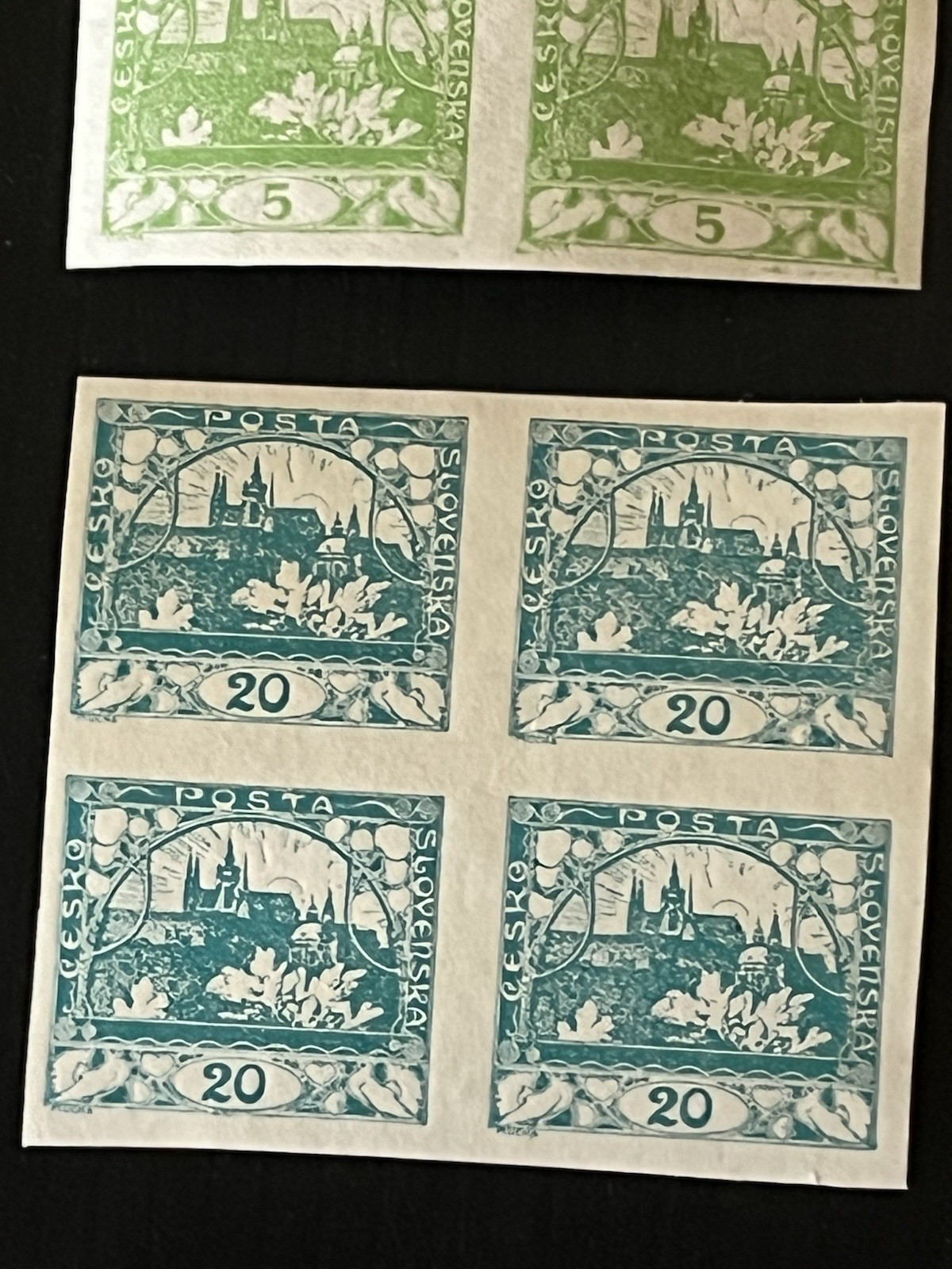 CZECHOSLOVAKIA - 1918, 12 Imperforated Blocks - MNH