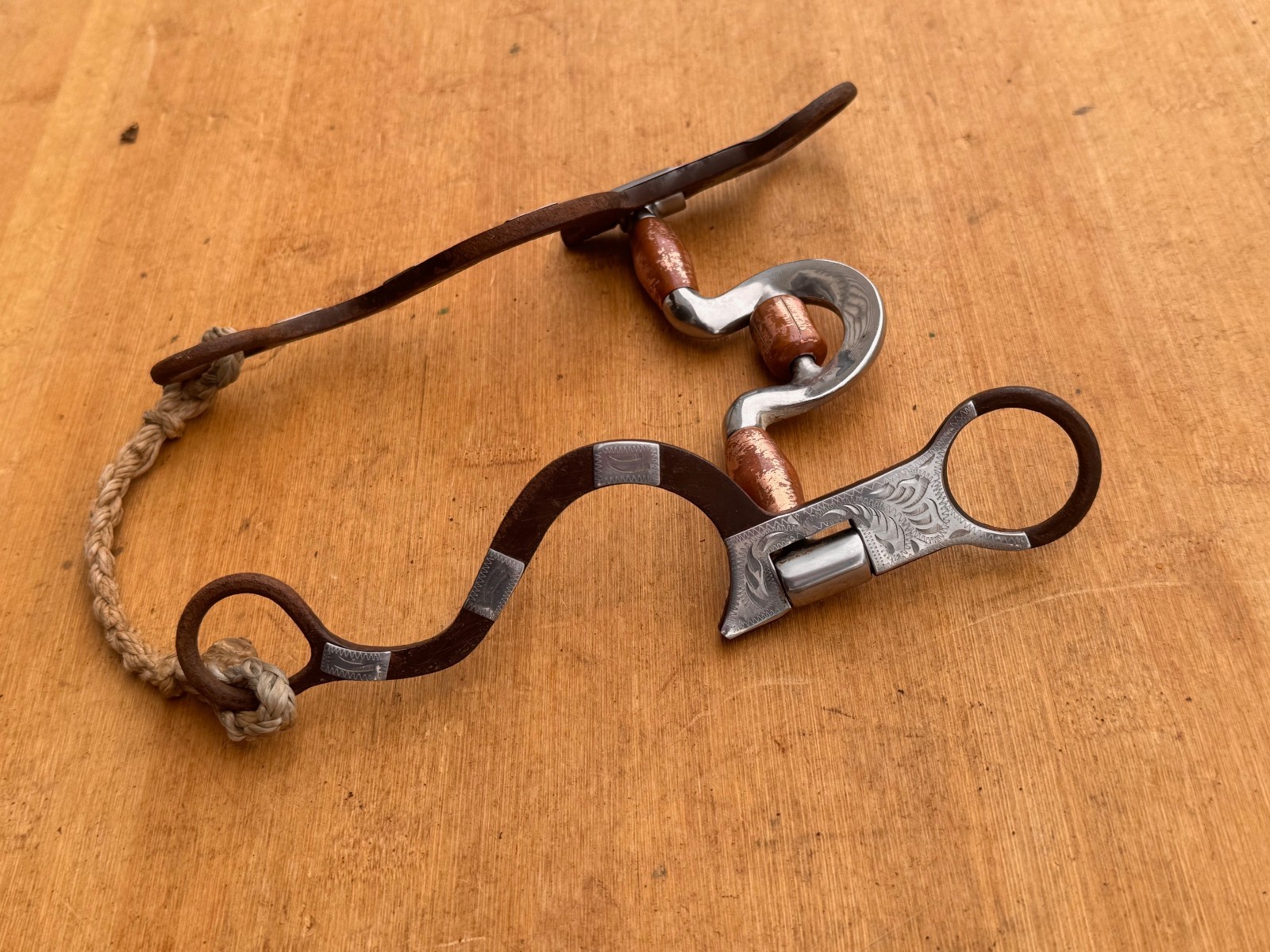 Silver Mounted Spoon Port Western Show Horse Bit w Copper Roller ~ 5"