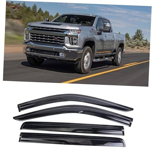Smoke Black Outside Mount Rain Guards Window Visor 2019-2023 Sierra/Silverado