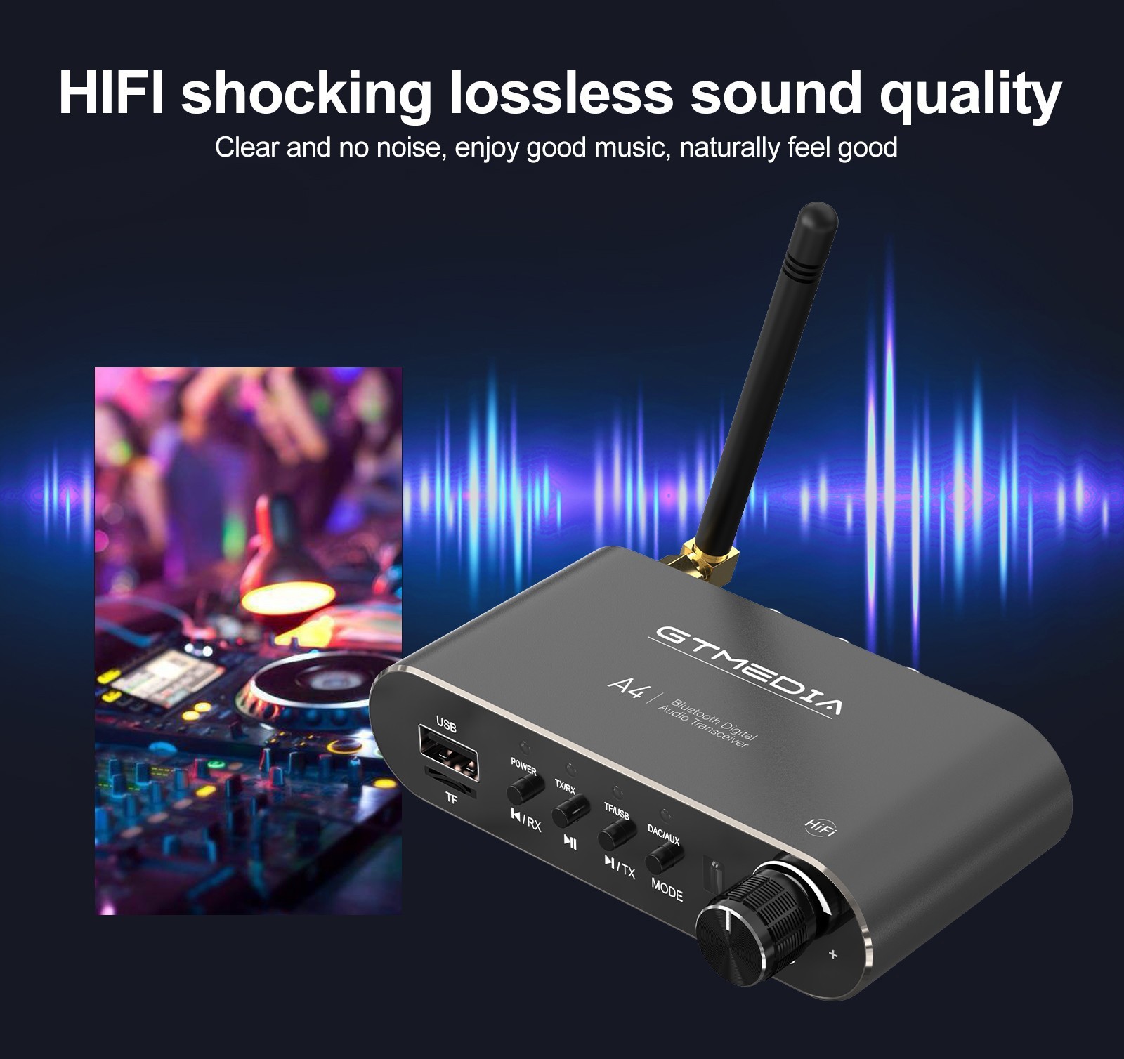 GTMEDIA A4 Hi-Fi Bluetooth v5.1 Audio Receiver COAXIAL OPTICAL Audio Adapter New