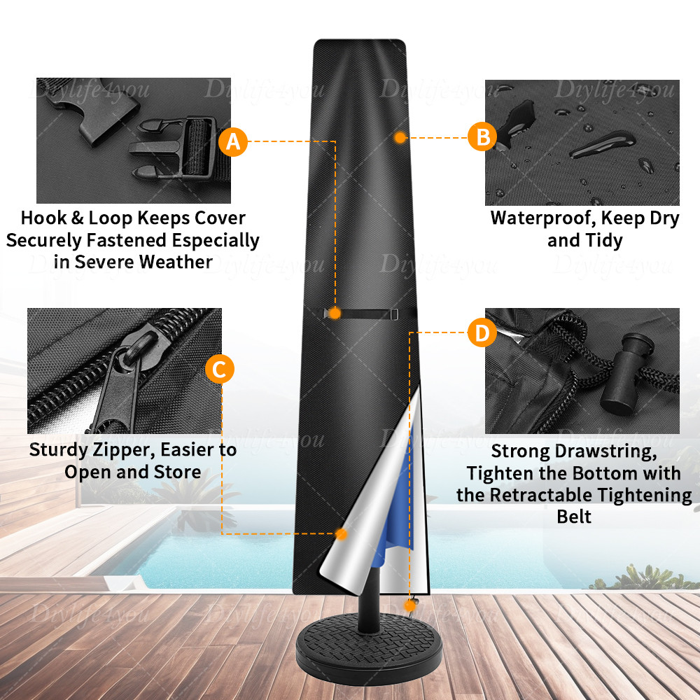Heavy Duty Outdoor Patio Umbrella Protective Cover Waterproof Canopy 6-13'ft USA