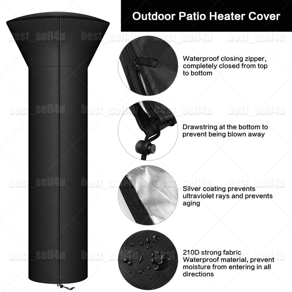 89''H Patio Heater Cover for Waterproof Standup Round Tall Heater Zipper New