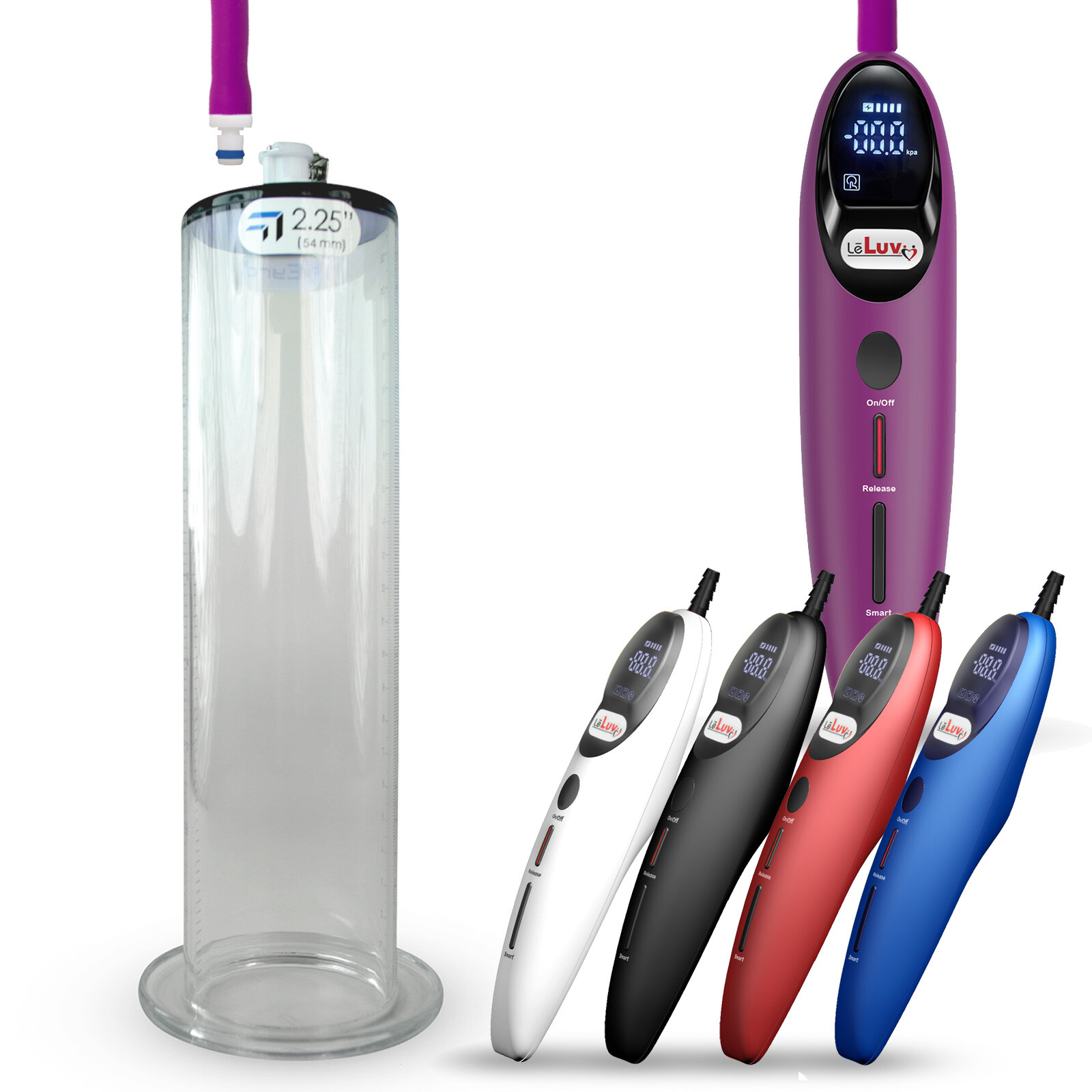LeLuv Penis Pump Smart Magna LCD Handle | 9" or 12" Length Wide Flange Cylinders