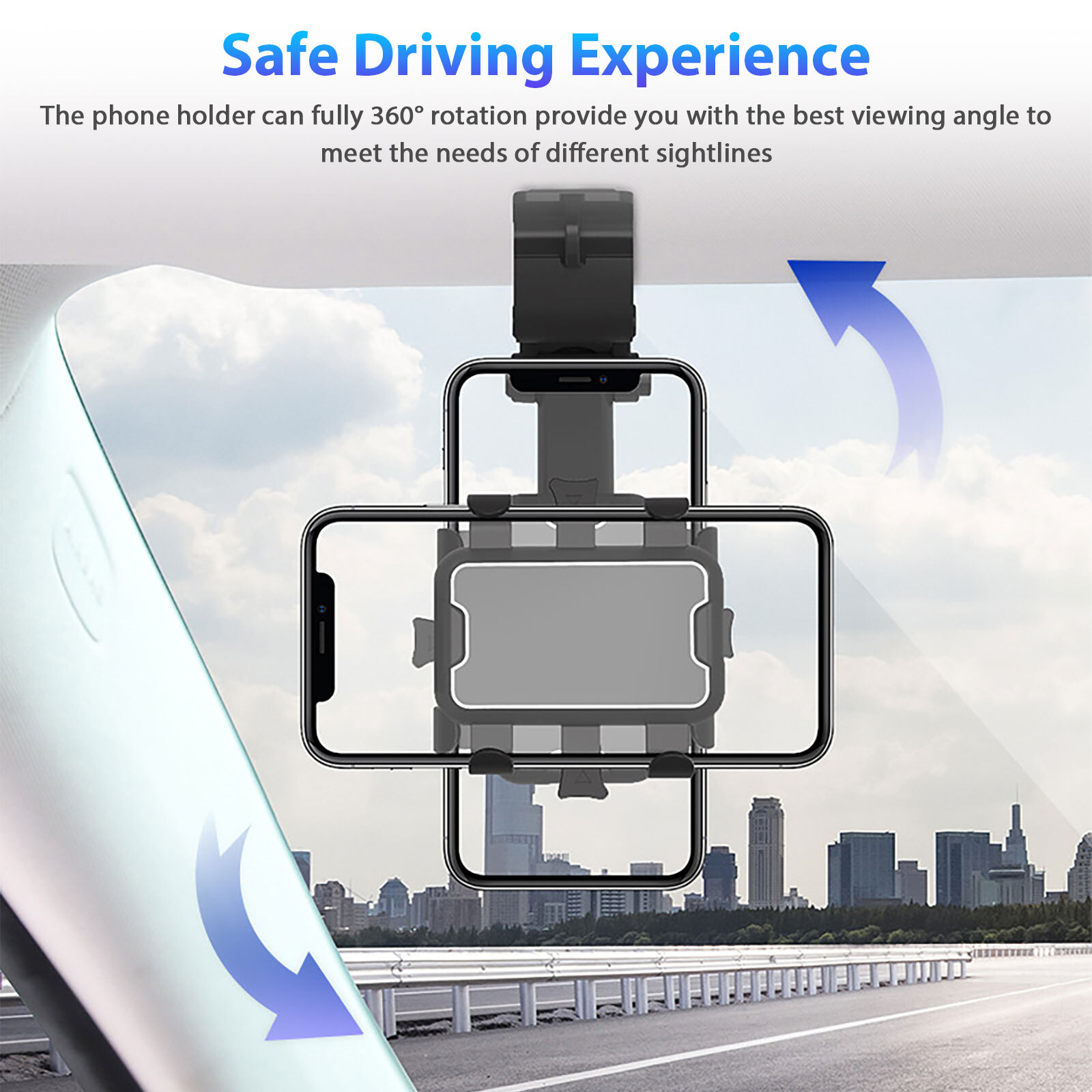 Car Dashboard Stand Universal 360° Cell Phone Clip Holder Steering Wheel Mount