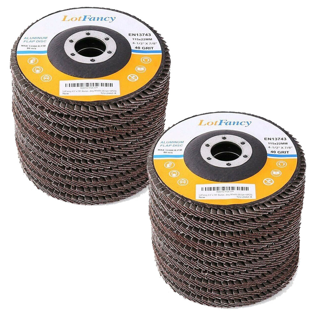 20 Packs 4.5" 4-1/2 Flap Disc 40 Grit Angle Grinder Sanding Grinding Wheels Set