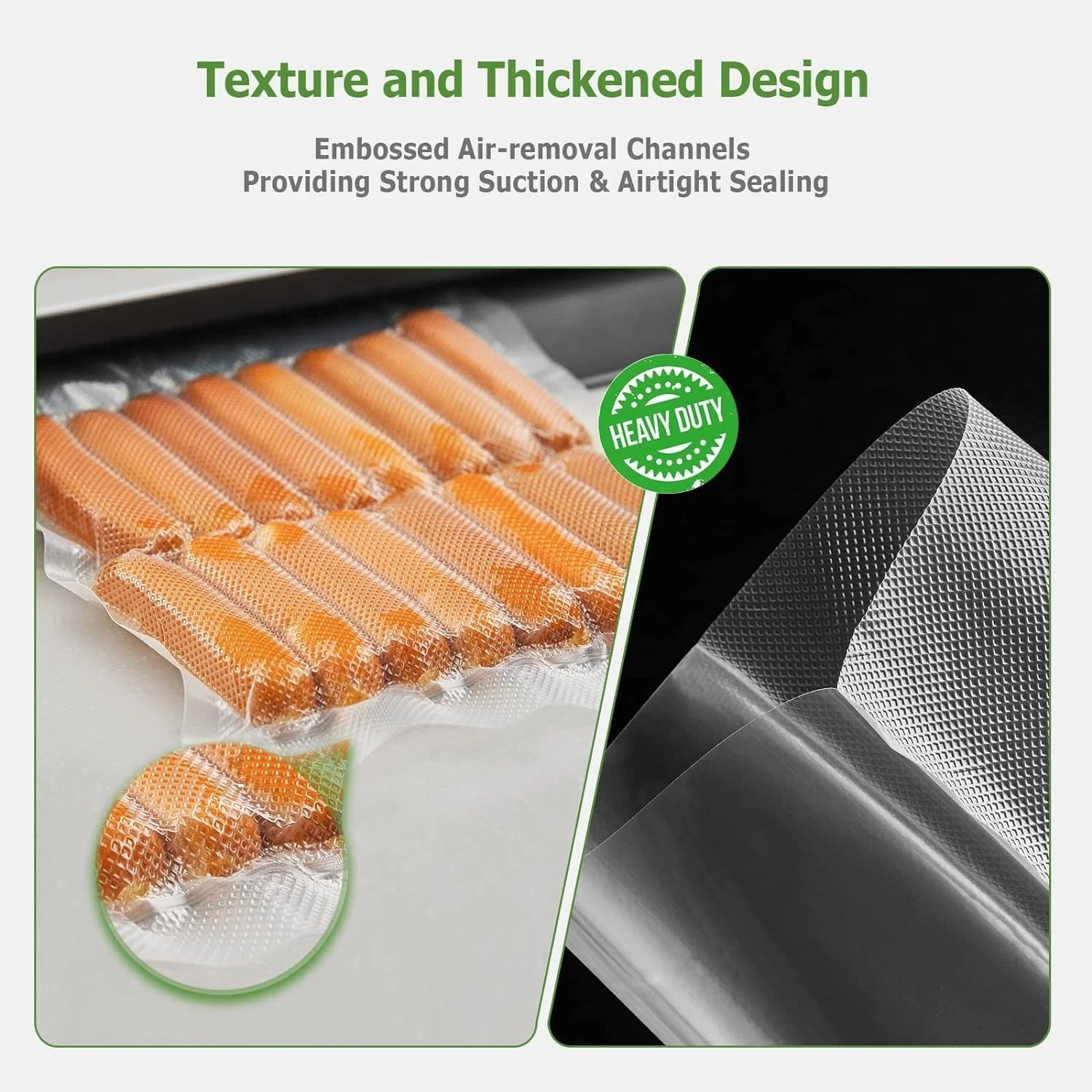 2 Roll 11"x50' Food Saver Vacuum Sealer Bags Rolls 7.5 Mil Embossed Storage Bags