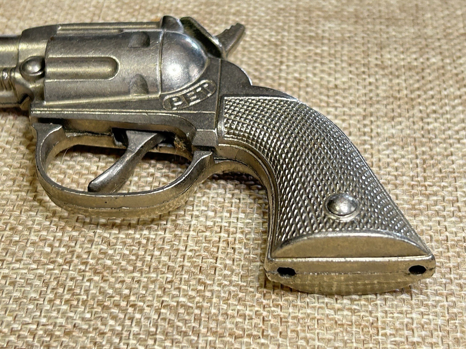 Vintage Hubley Pet Cap Gun Single Shot Mini Pistol 6" Western Cowboy Toy