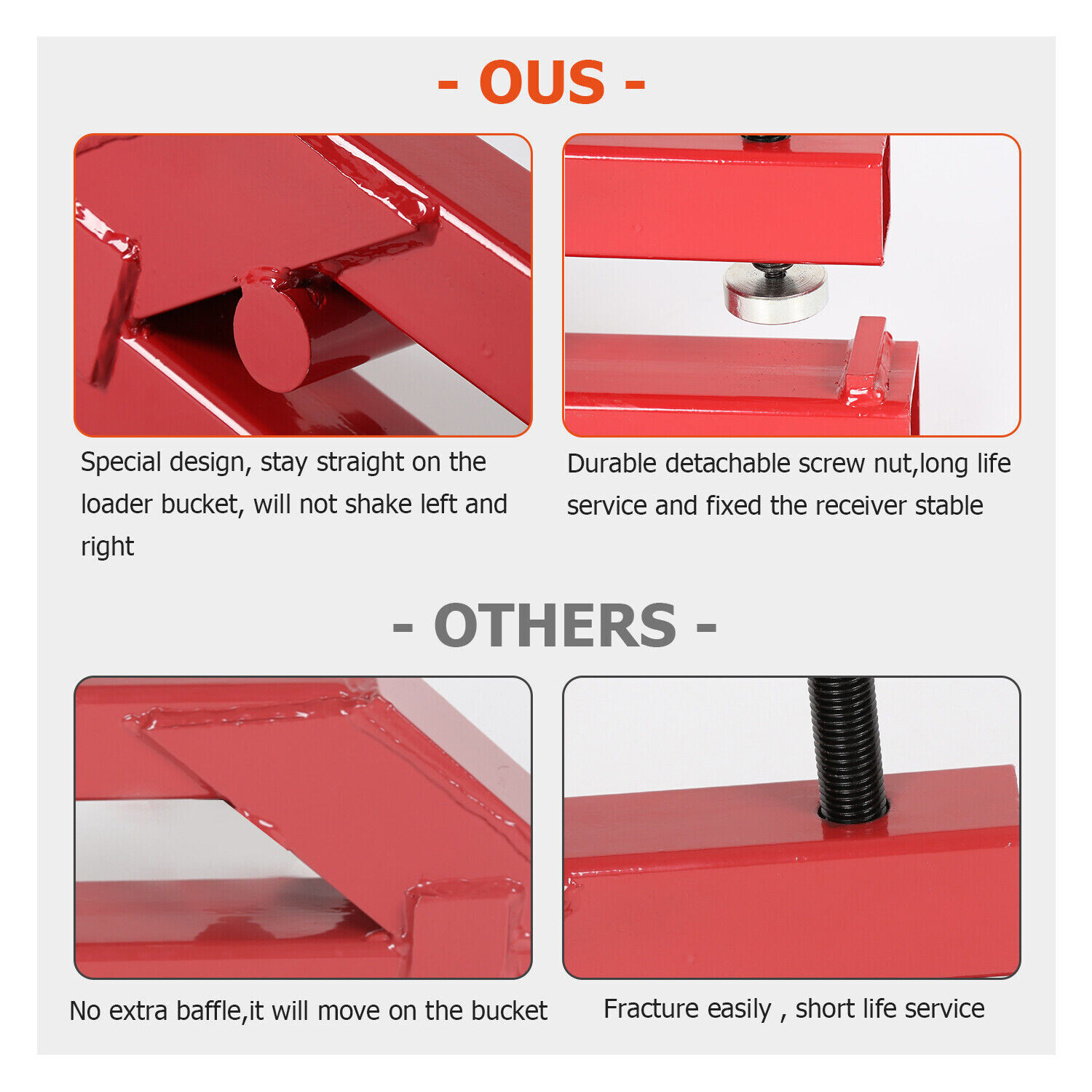 For Deere Bobcat Tractor Bucket 2" Clamp On Trailer Hitch Ball Mount Receiver