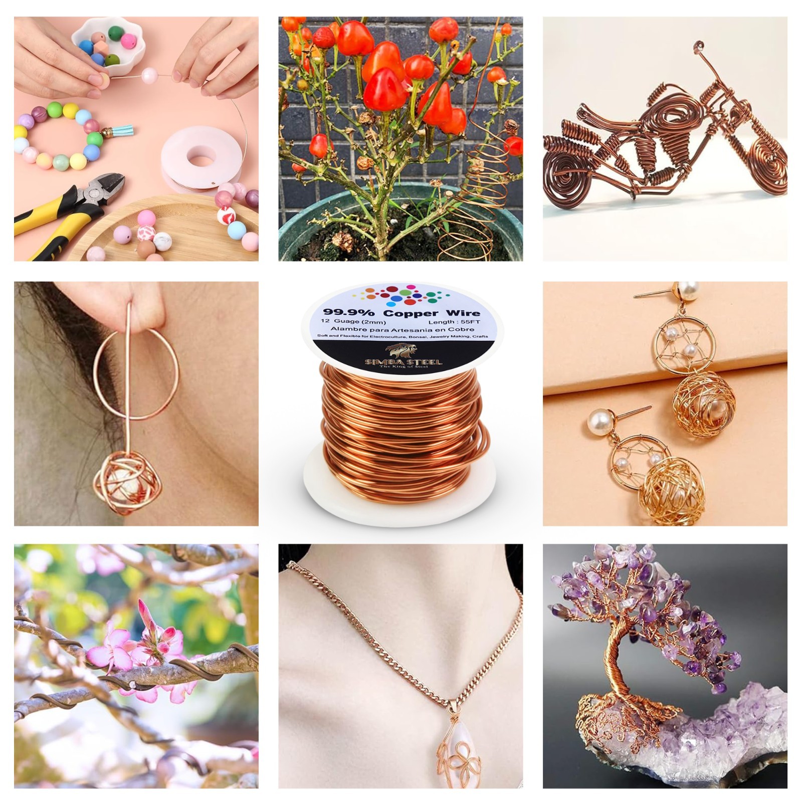 Copper Wire 99.9% Pure - Choose 12 To 24 Ga, 55FT to 127FT, Jewelry, DIY, Craft