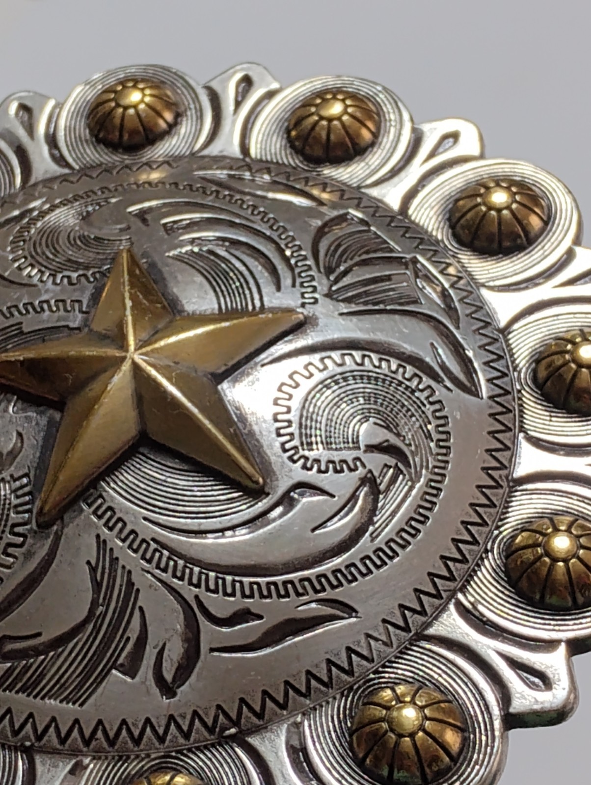 Large 4-1/2 inch Vintage Western Star Berry Concho with Chicago Screw Back #1