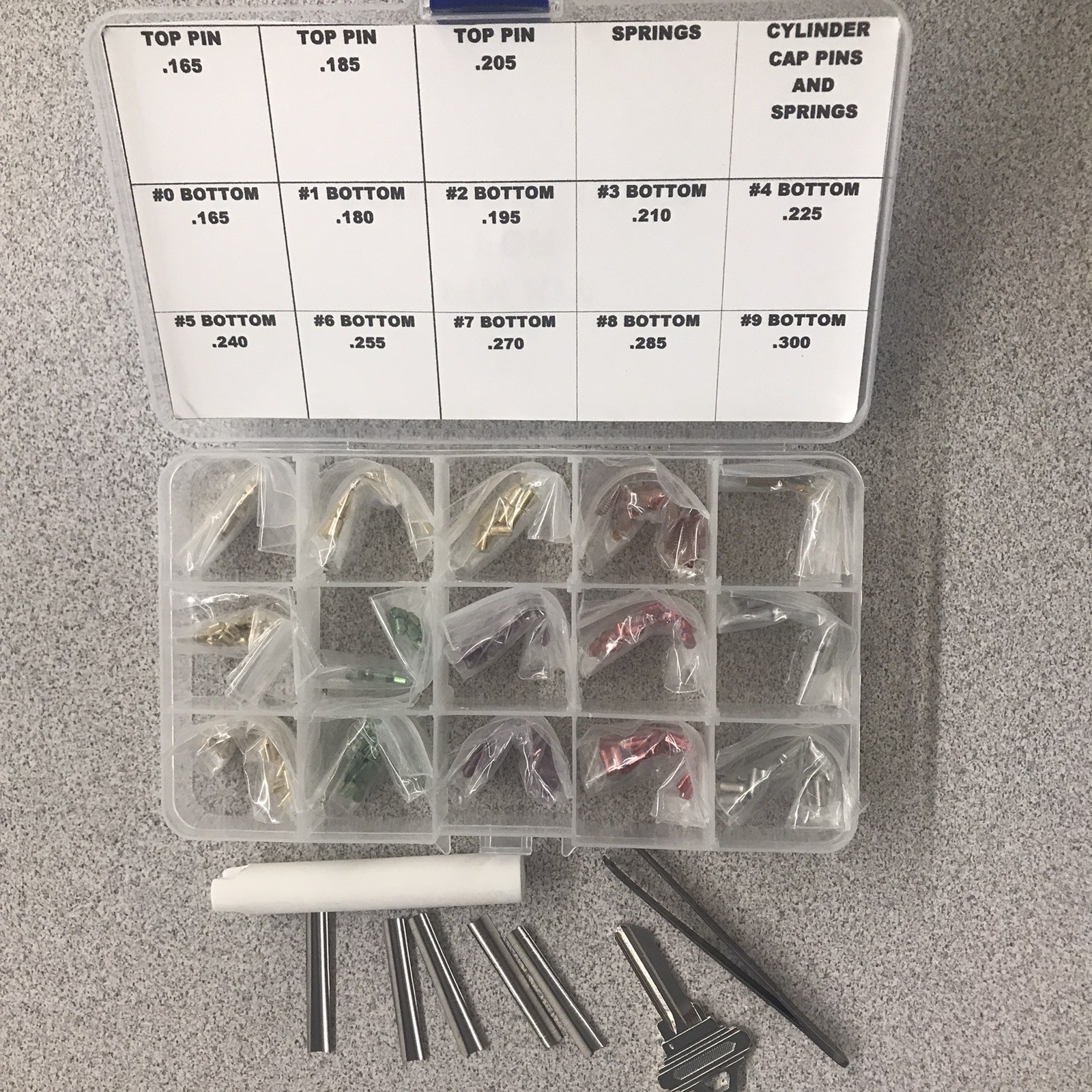 KEYING KIT FOR SCHLAGE LOCK CYLINDERS  INCLUDES TOP, BOTTOM PINS, SPRINGS, TOOLS