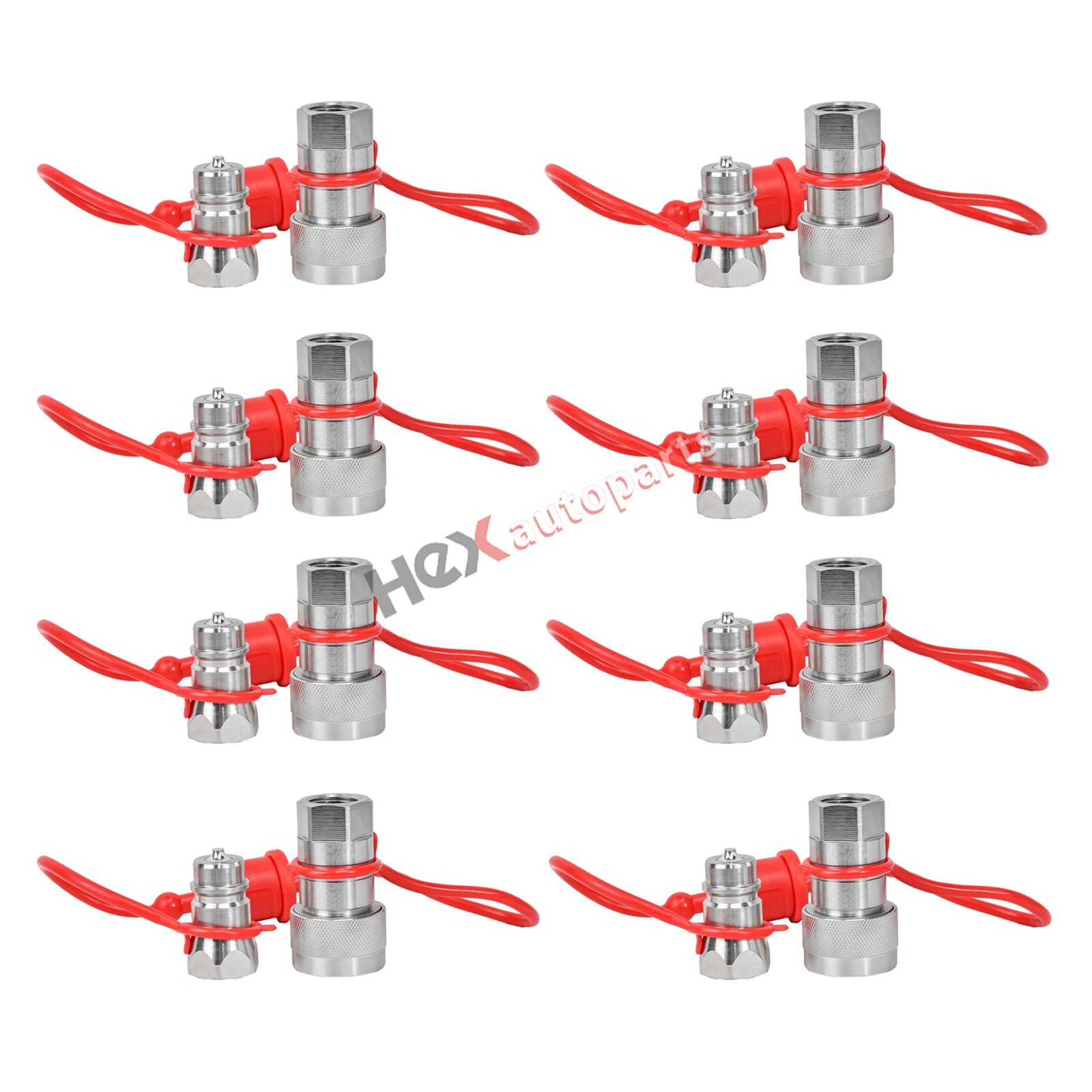 8 Sets 1/2" Ag Hydraulic Quick Connect Couplers Couplings, Poppet Pioneer Style