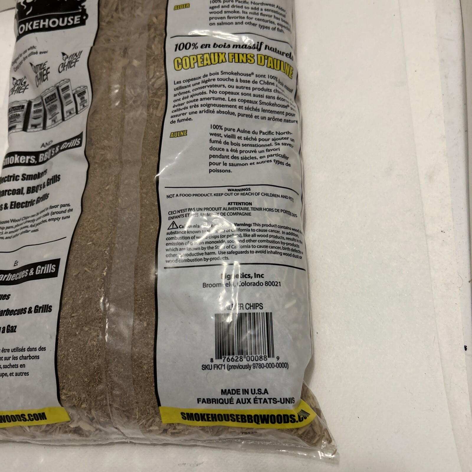 Smokehouse Products ALDER All Natural Hardwoods Smoking Chips 242 Cu In.