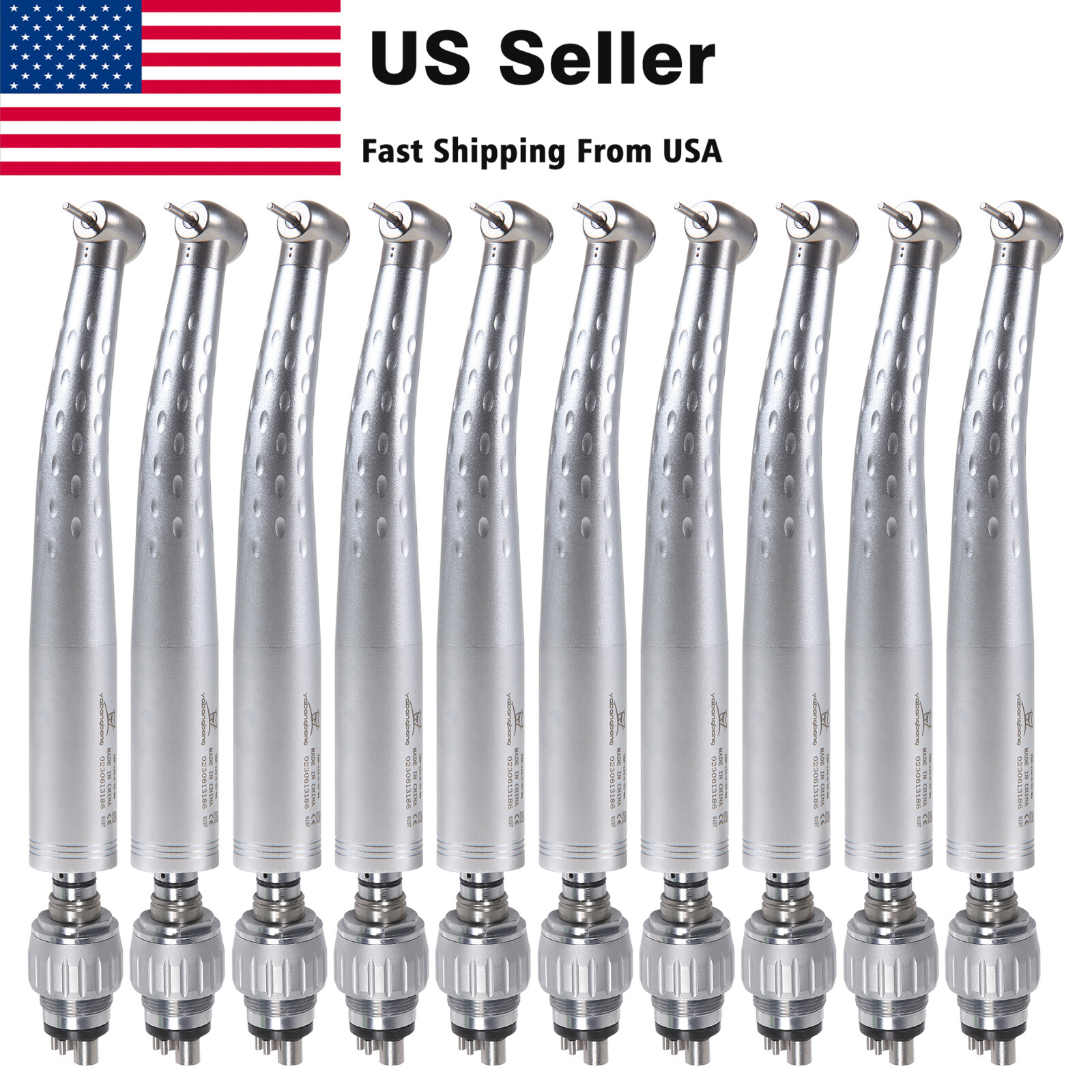 10 Pcs Dental High Speed Handpiece Standard Head Push w/ 4 Hole Coupler fit Kavo