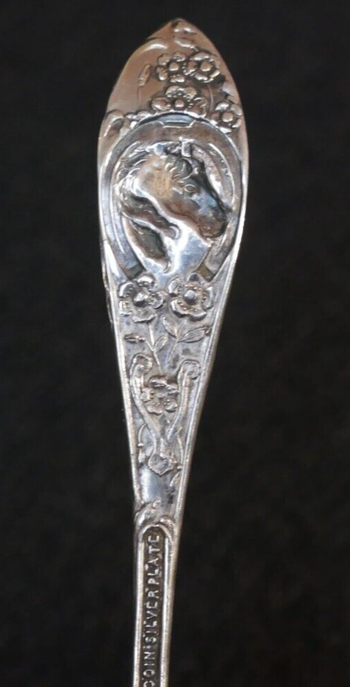 Span Am War Battleship Massachusetts Souvenir Spoon 4.5" Extra Coin Silver Plate