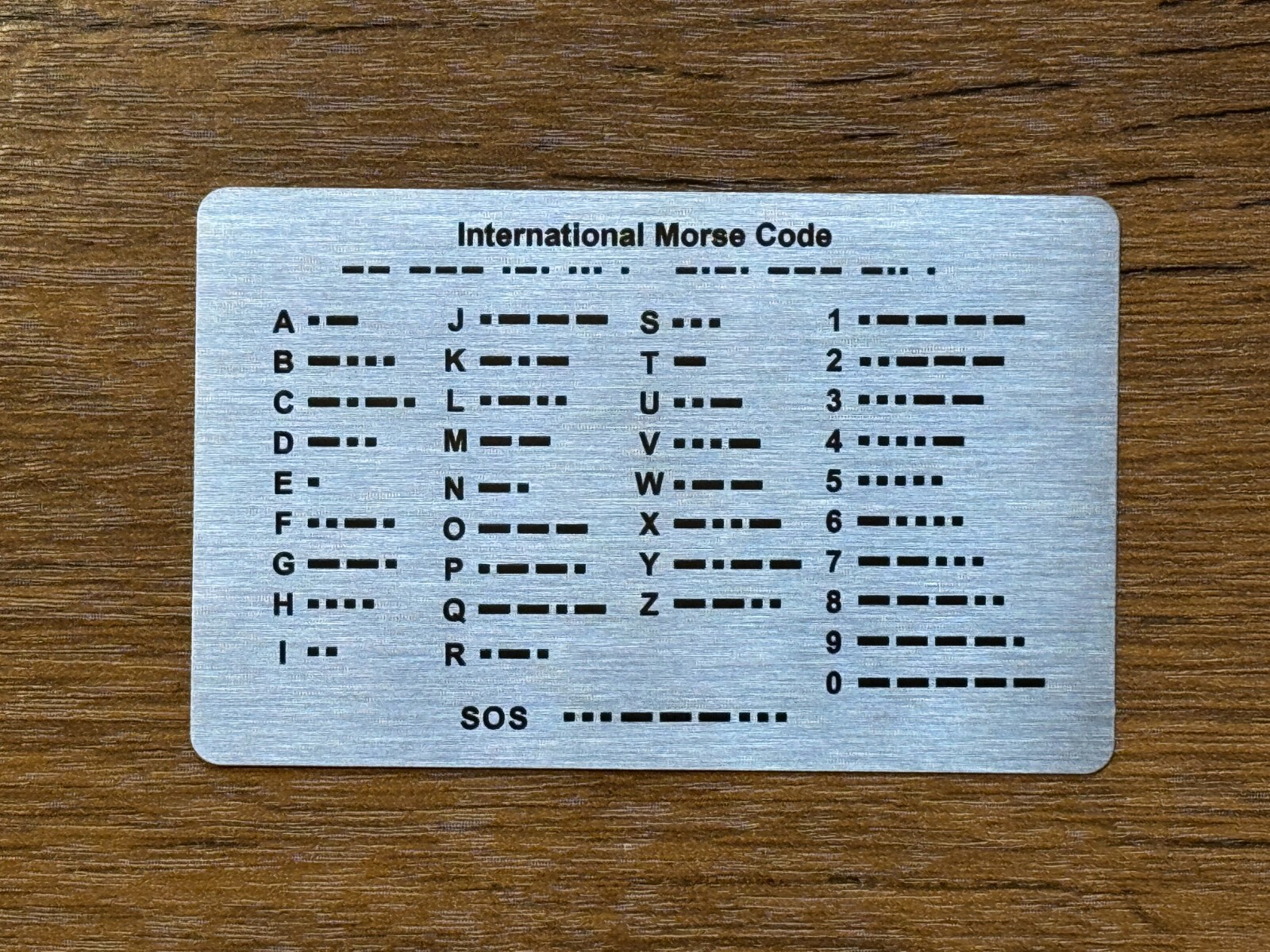 Morse Code EDC Wallet Card - Ham Radio, Prime Stainless Steel, No Plastic