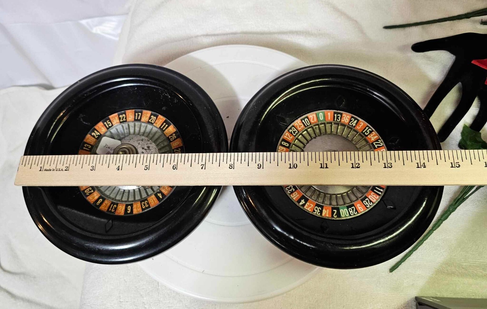 2 Vtg Gambling Casino Game Toy Roulette Wheel Family Night