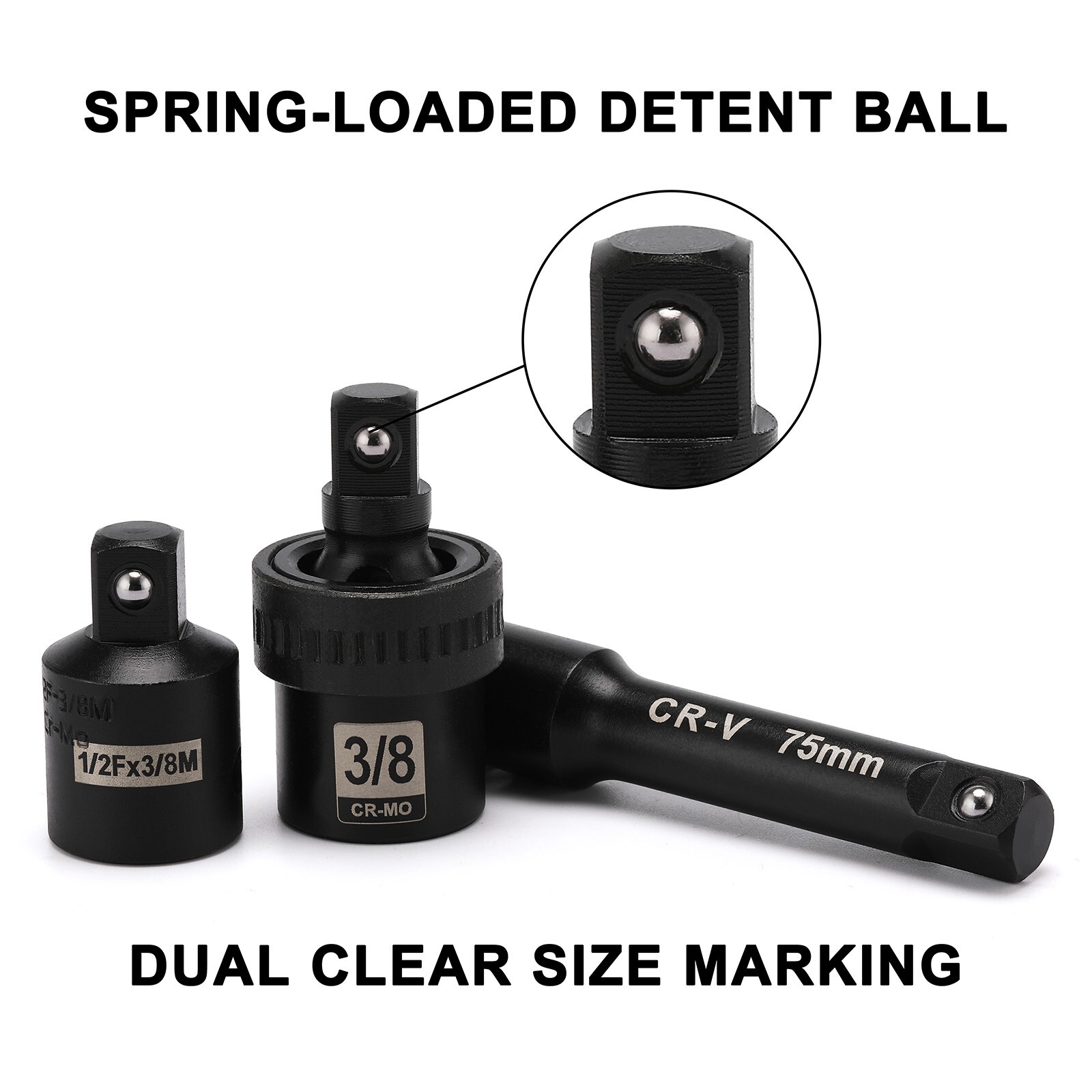 49 PCS 3/8" Drive Impact Socket Set 6-Point Standard SAE & Metric Sockets