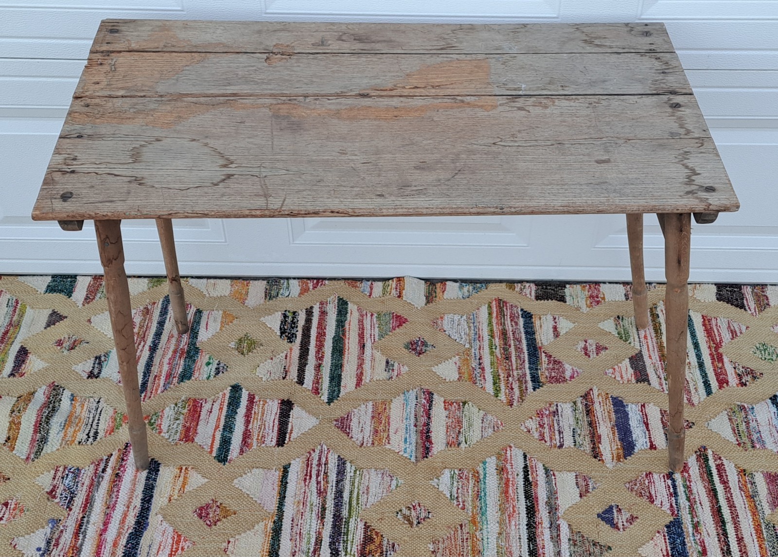 Antique Oak Folding Table No. 1 Primitive Distressed Needs Work