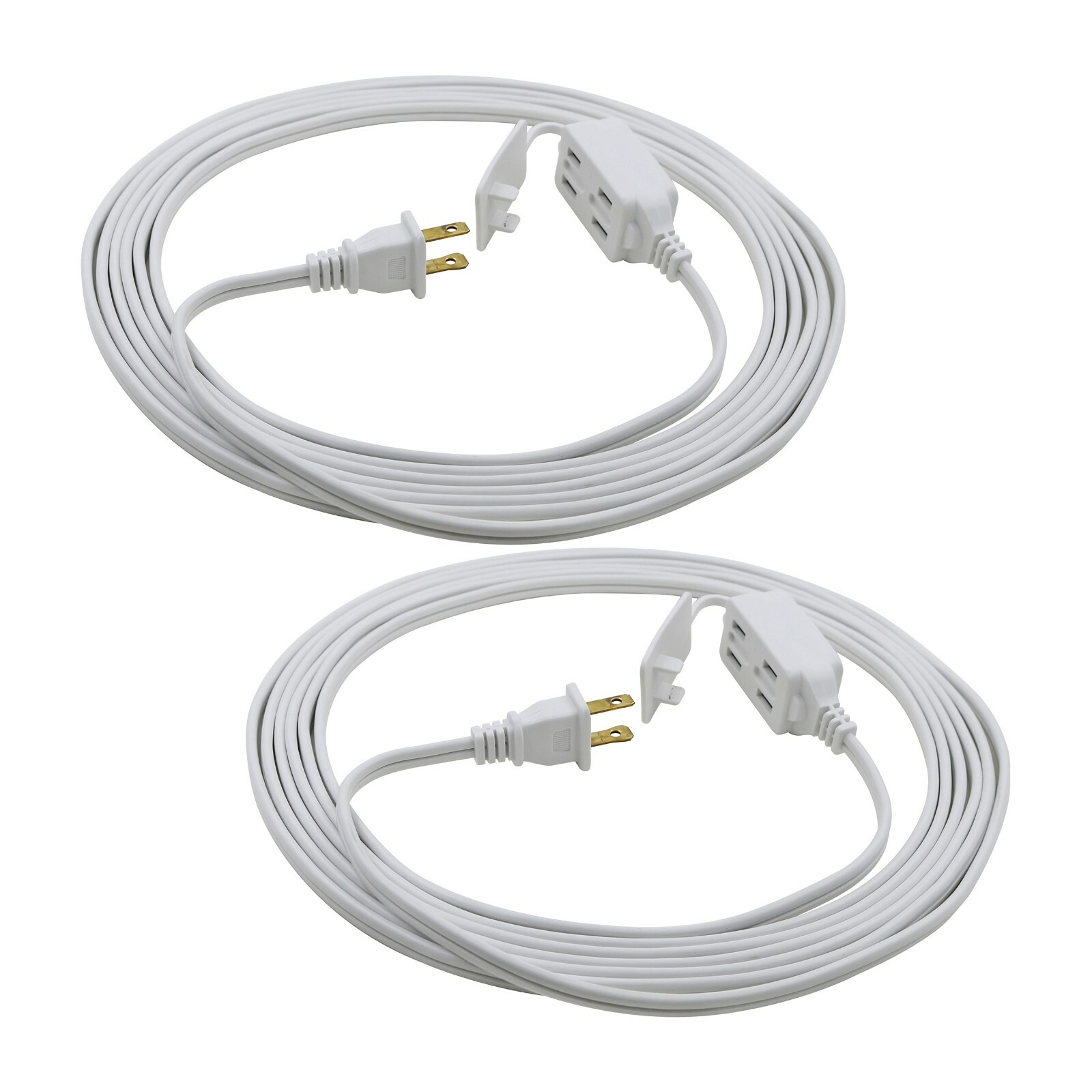 CP (2-Pack) 15ft 16/2 SPT-2 3-Outlet Indoor Extension Cord White, CP10034X2