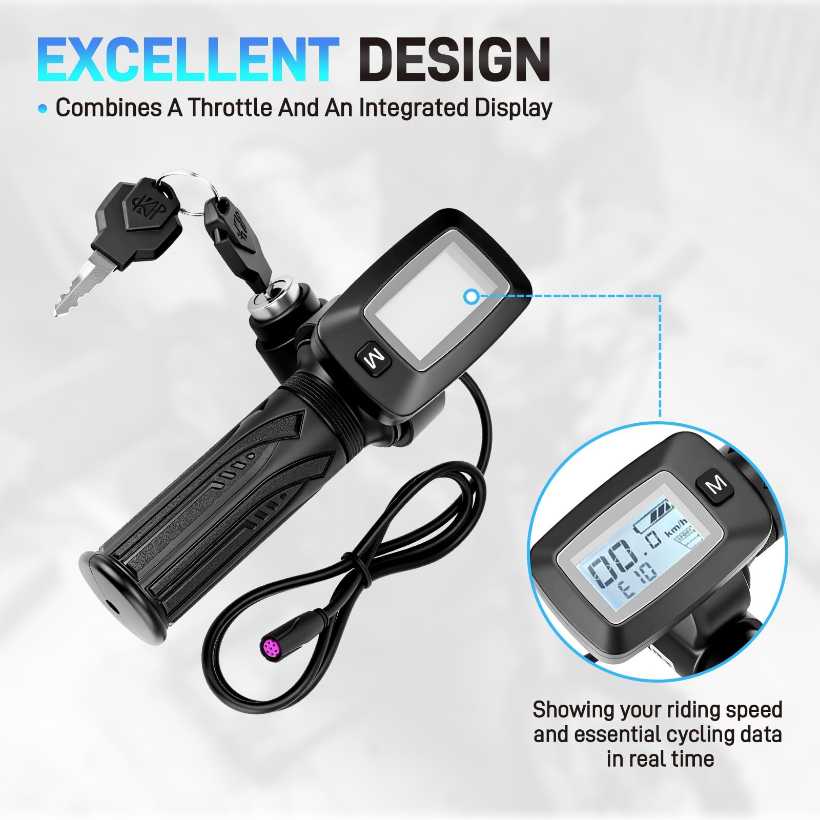 48V Ebike Speedometer Throttle with M Key Replacement for Tuttio Soleil 01