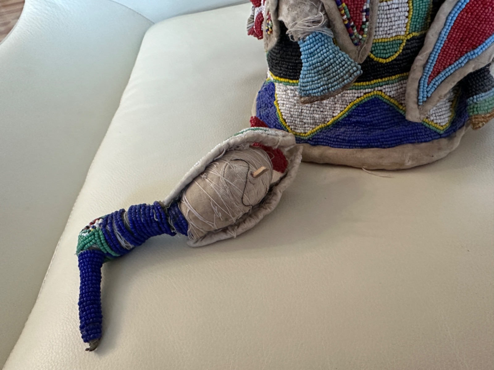 YORUBA BEAD COVERED BIRD HAT 16" 1900S