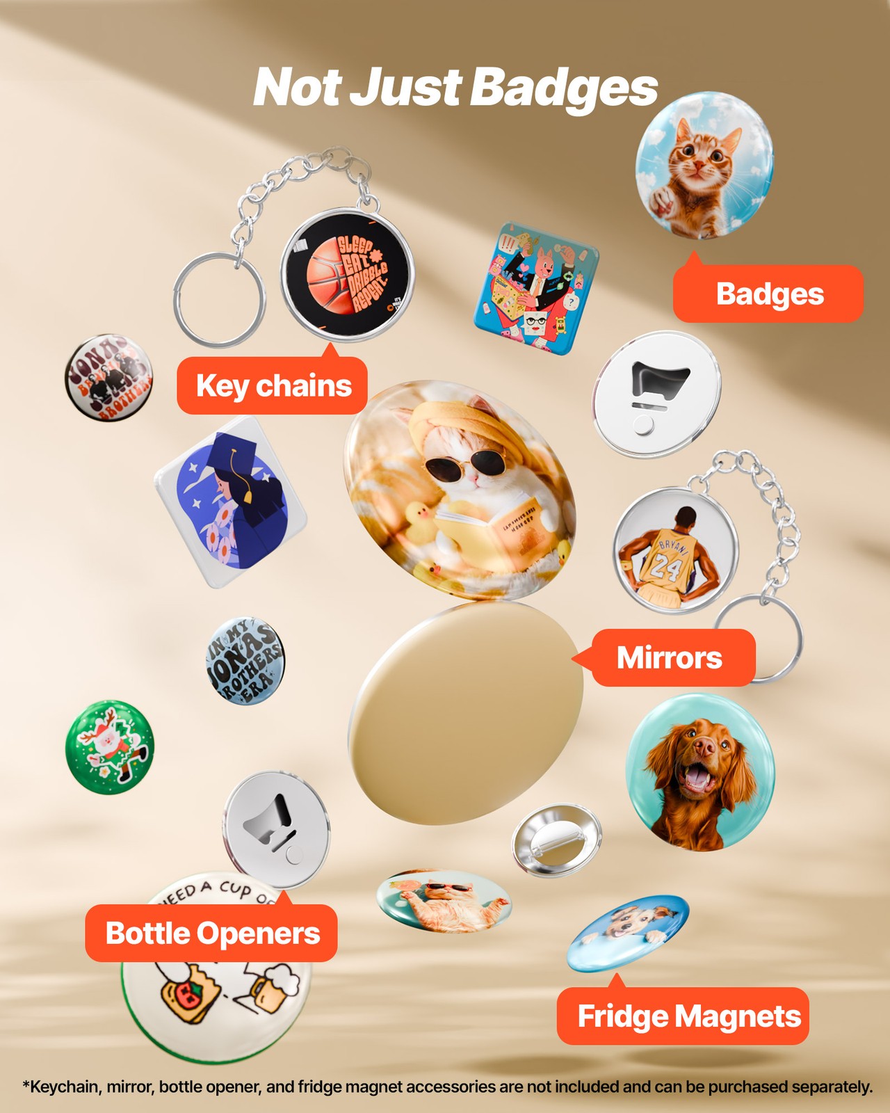 VEVOR Button Maker Machine Plastic Pin Maker 2.28 in 100pcs Button Parts Red