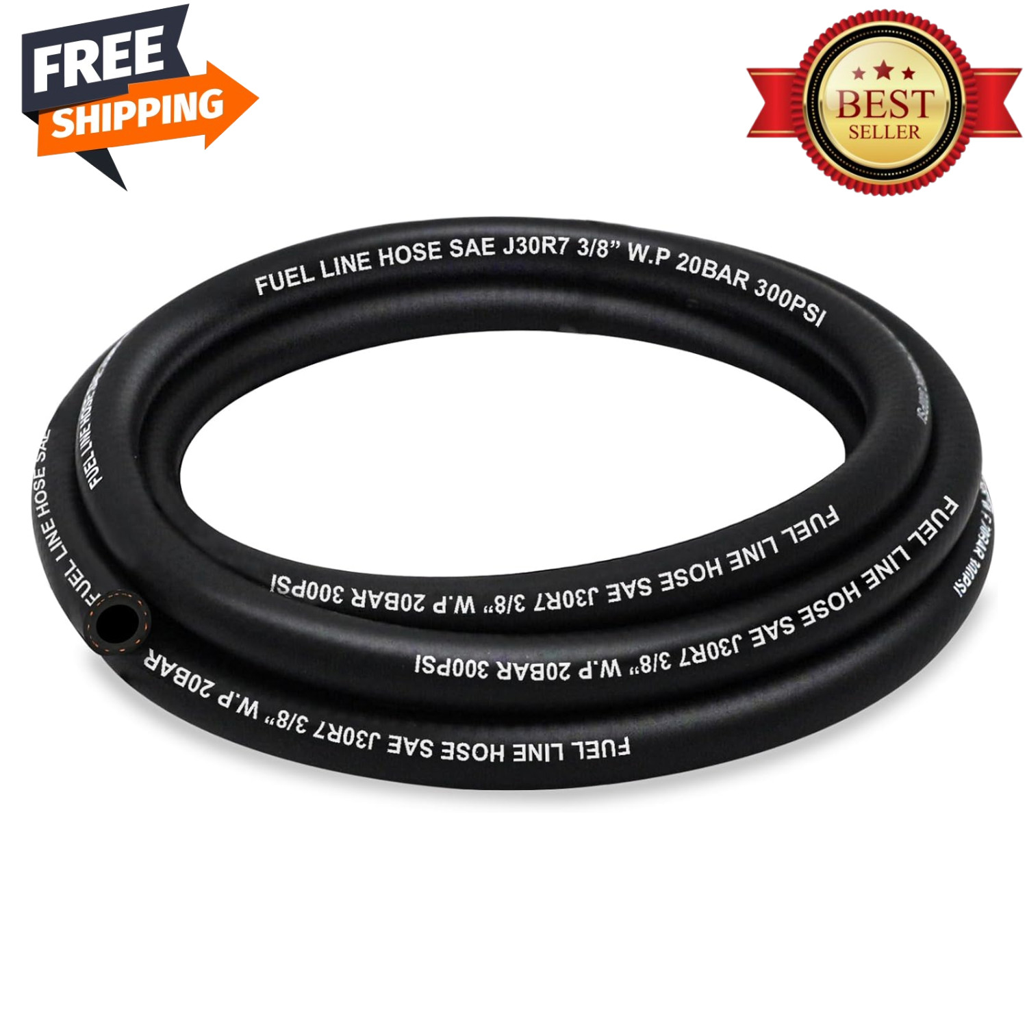 10 Feet NBR Fuel Line Hose Black Nylon Steel Oil Gas Fuel Line Hose 3/8 Inch