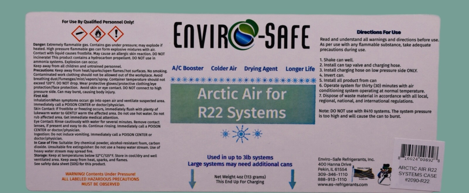 Arctic Air for R22 | 3 Cans + Charging Hose | EnviroSafe | Get Colder Air!