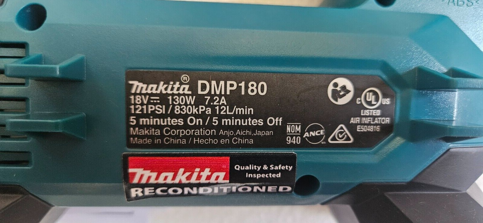 Makita DMP180ZX 18V Lithium-Ion Cordless Inflator, Bare Tool Only
