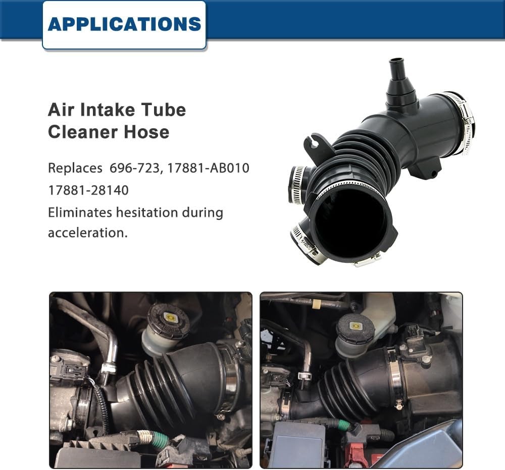 696-723 17881-AB010 AIR INTAKE HOSE+CLAMP for 02-08 CAMRY 03-08 SOLARA 4 CYL 2.4