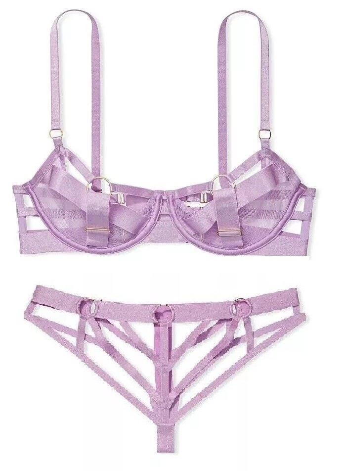 VICTORIA'S SECRET LUXE VERY SEXY UNLINED DEMI STRAPPY BRA CHEEKY PANTY NWT